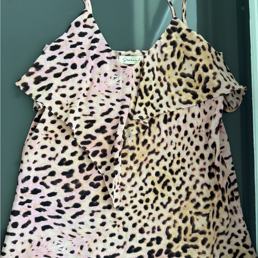 Graham Leopard Print Tank Top - Pink and Brown